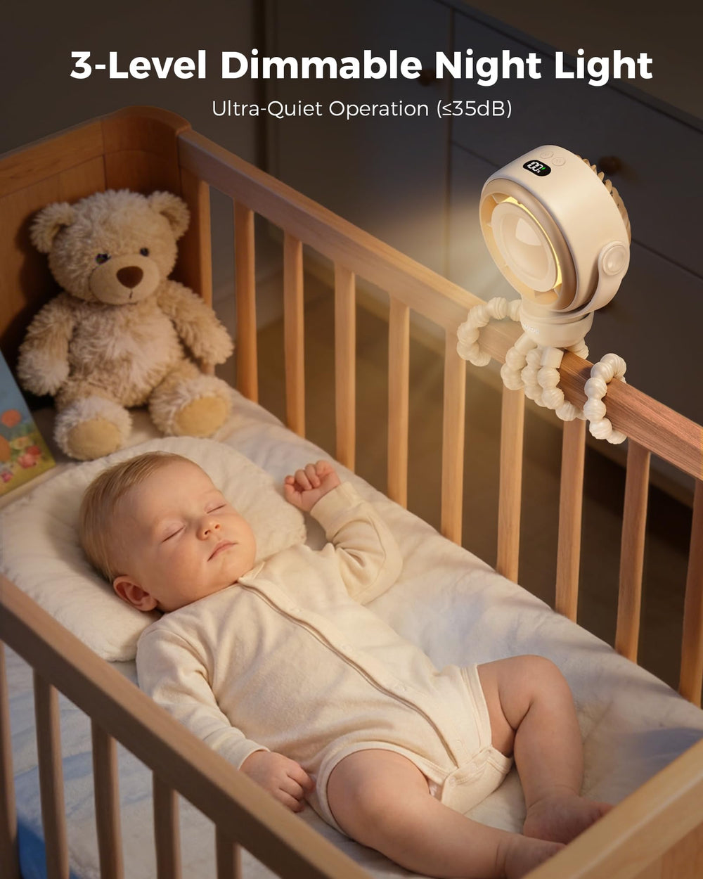 SWEETFULL attached to stroller demonstrating portable cooling on walks