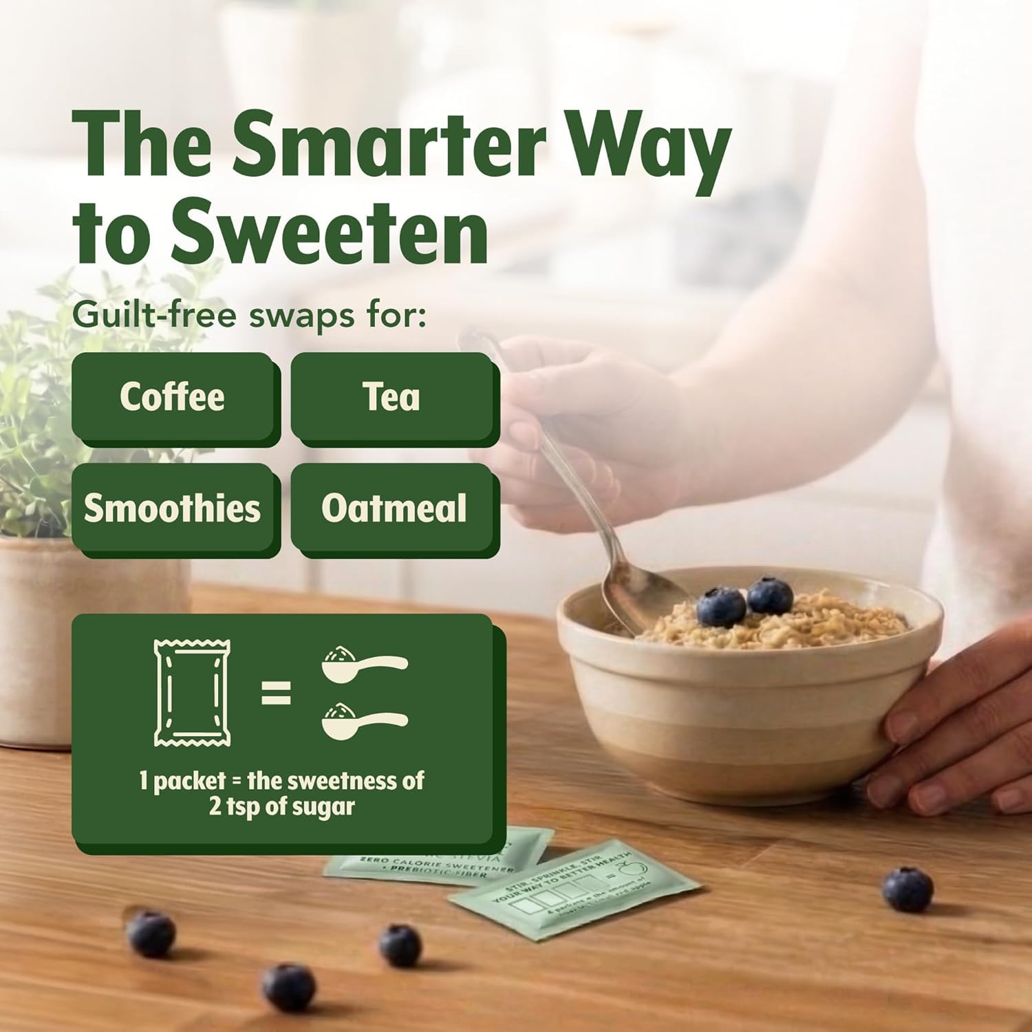 Baking setup with SweetLeaf packets among ingredients, sugar-free dessert option