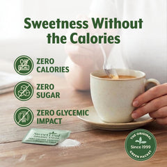 Opened SweetLeaf packet pouring powder for accurate single-serve dosing