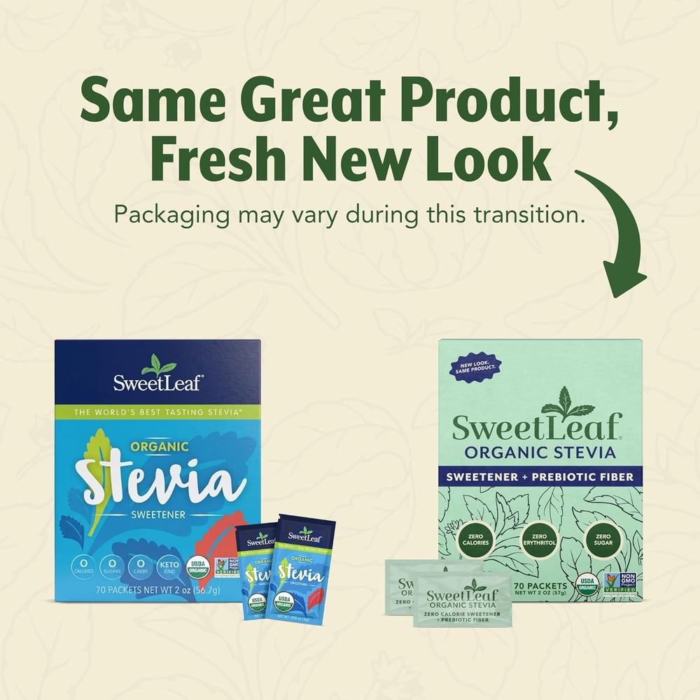 Fine SweetLeaf stevia powder texture displayed on spoon, smooth dissolving benefit