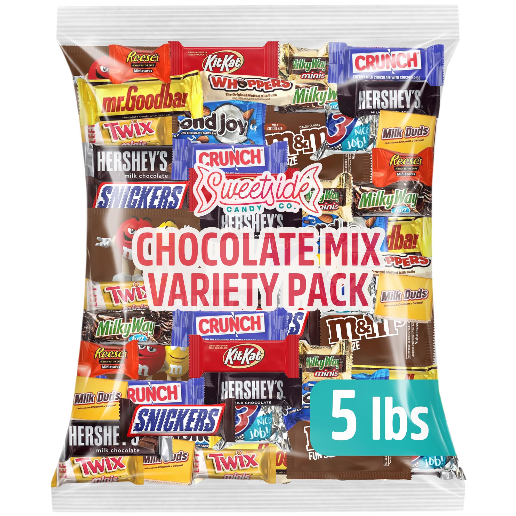 SWEETSIDE CANDY CO. front packaging showing 5 lb bulk bag and branding benefits