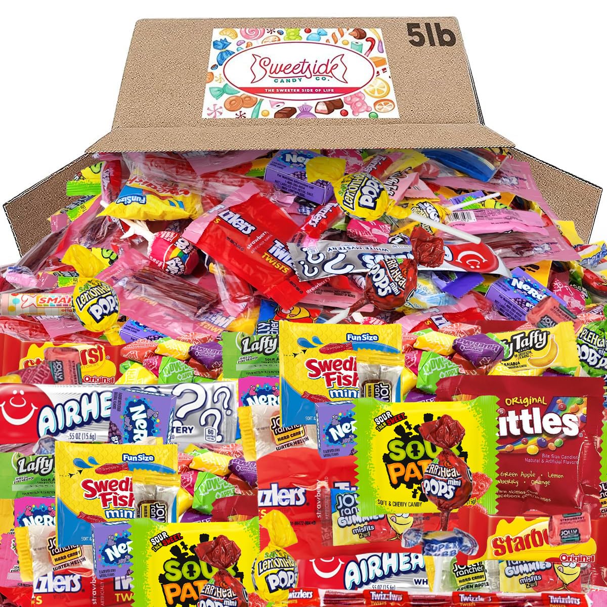 SWEETSIDE CANDY CO. front packaging showing 5 lb bag and branding benefit convenience