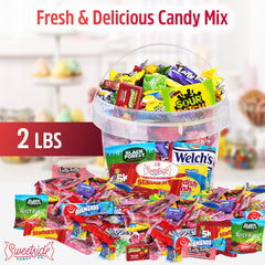 SWEETSIDE open bucket overhead view showing assorted candies ready to share