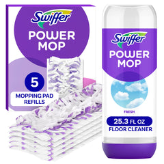 Swiffer front packaging showing refill pack and benefits