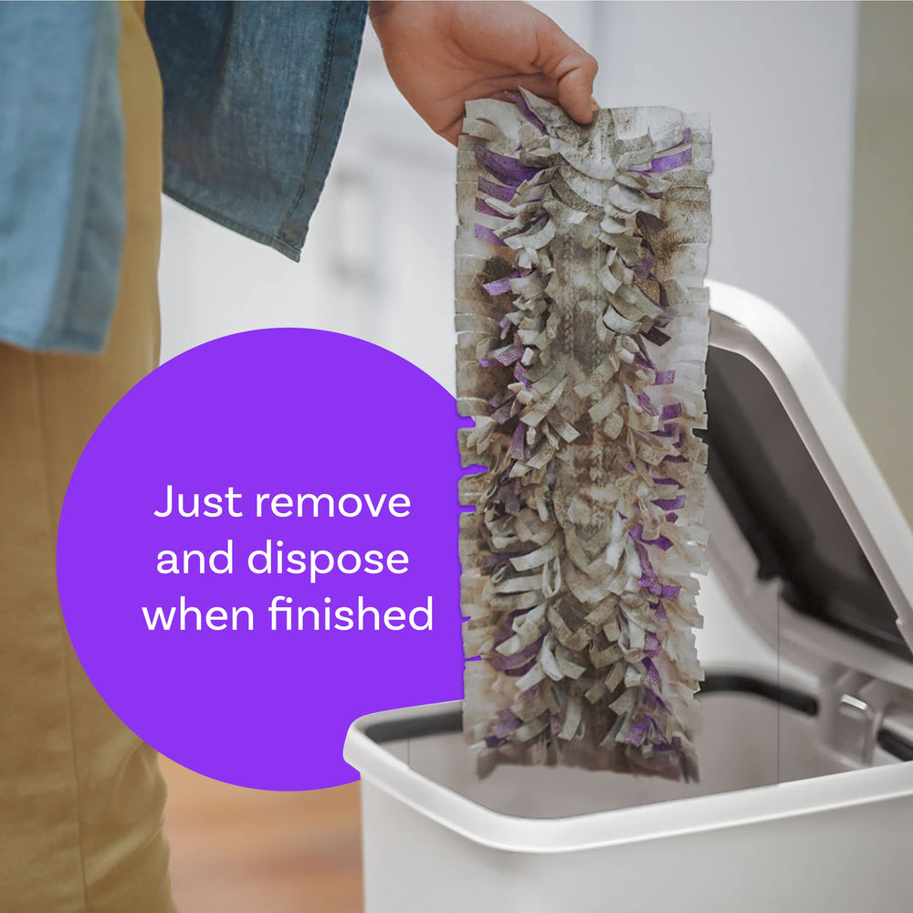 Swiffer used in kitchen showing fast cleaning and fresh scent