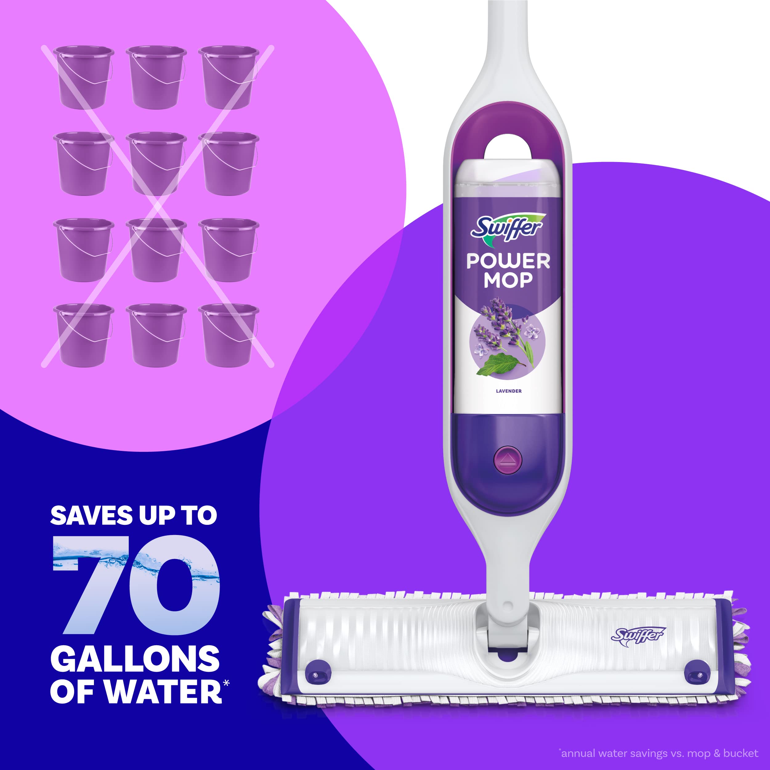 Swiffer pack size displayed with hand for scale and portability