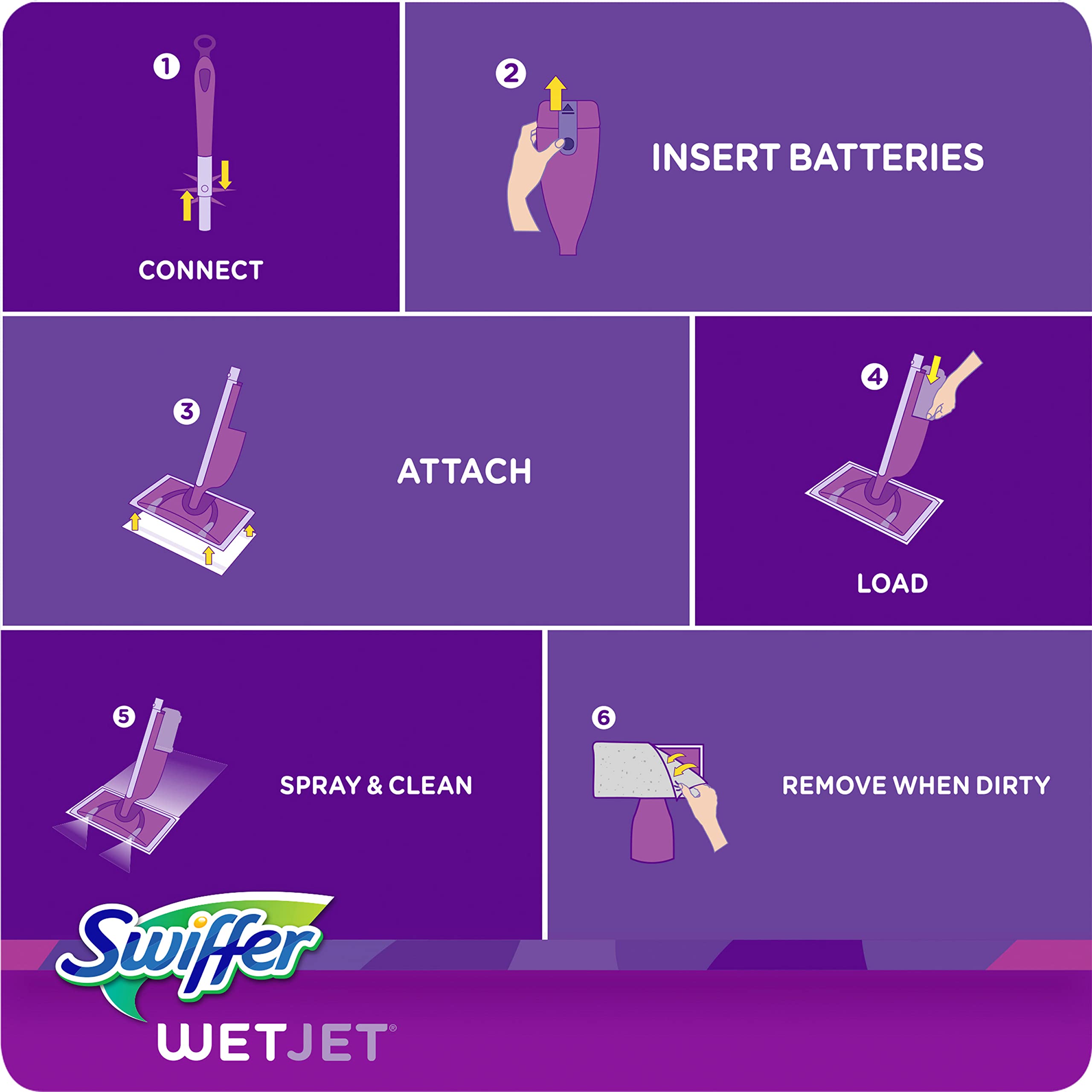 Swiffer WetJet beside a closet for compact storage and easy accessibility