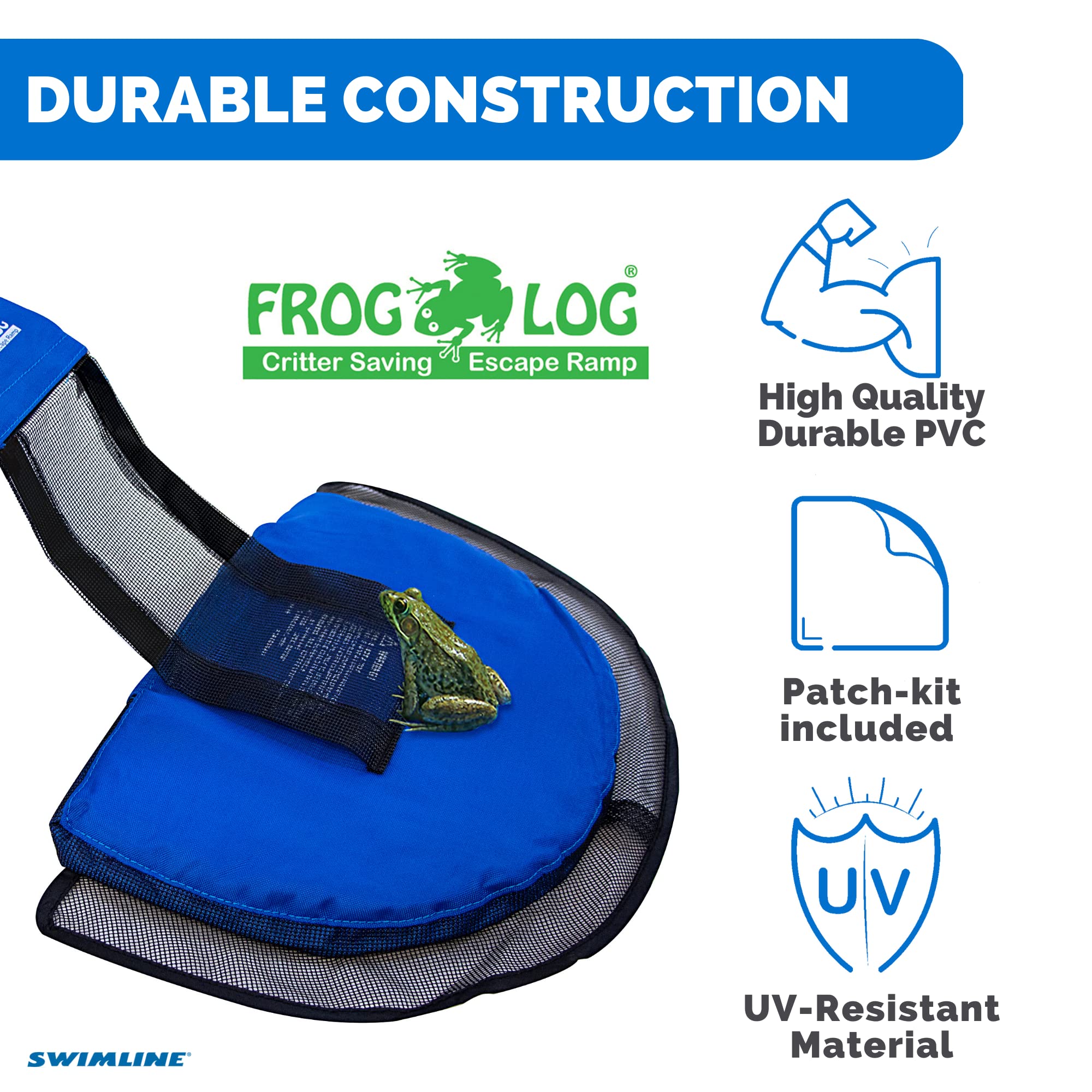 Swimline FrogLog label and reinforced stitching, built for longevity