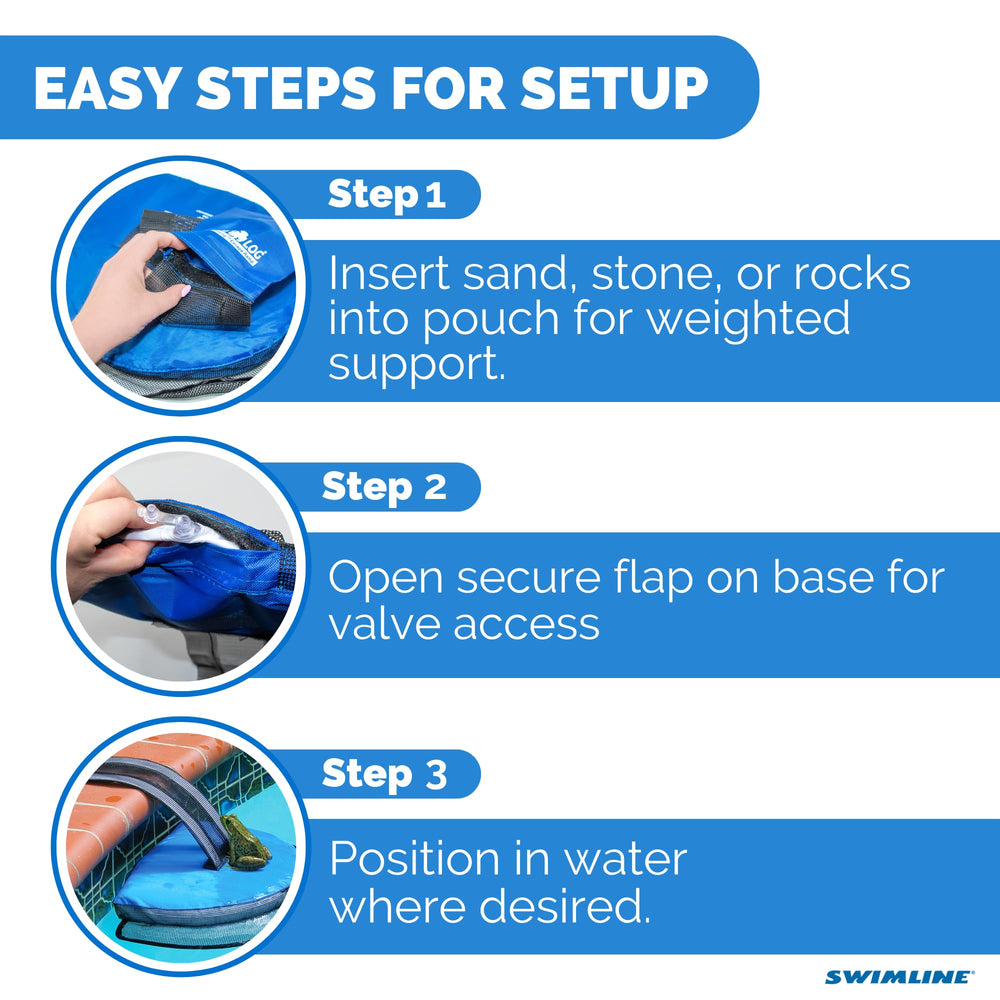 Swimline FrogLog packed in bag, portable for easy transport