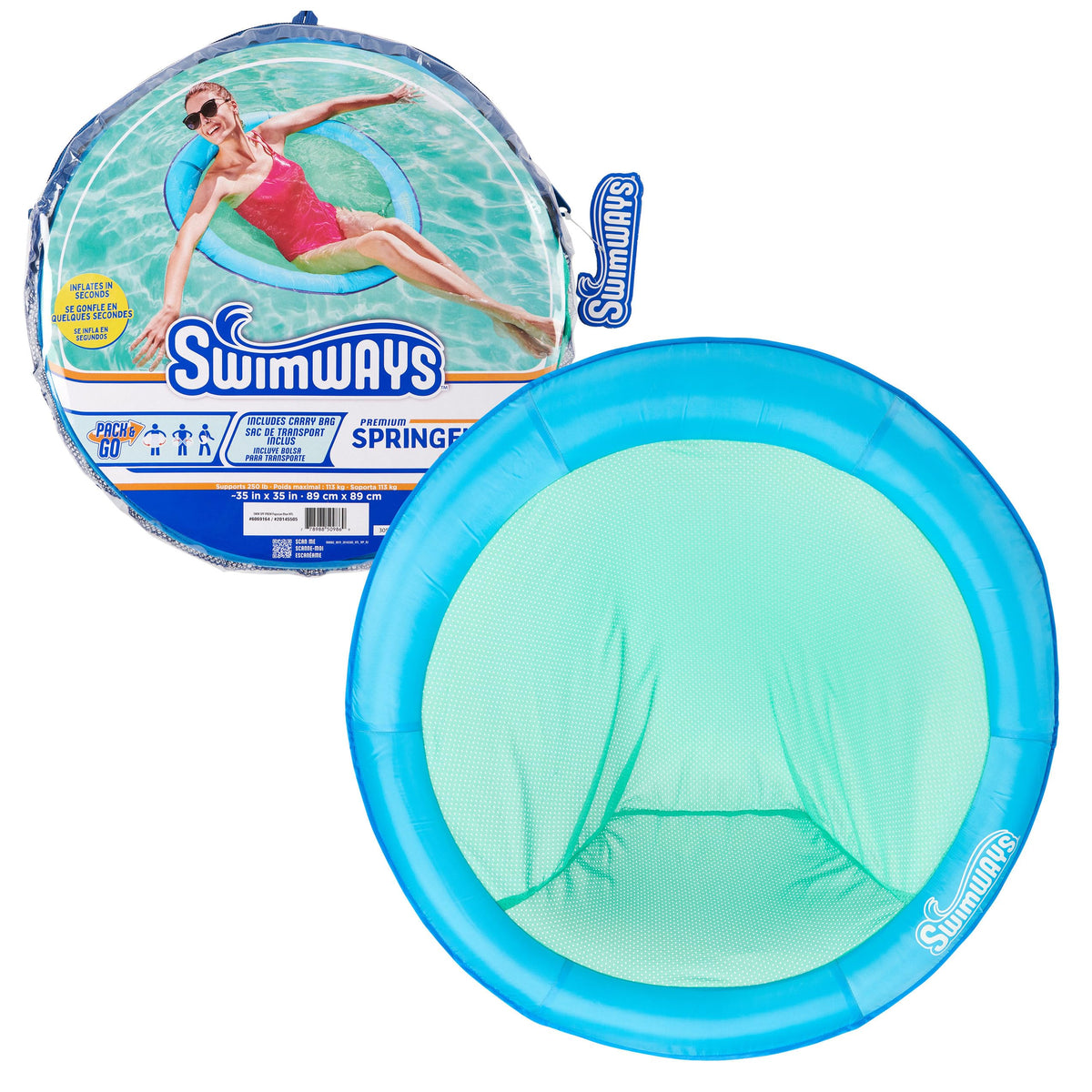 SwimWays papasan front view showing round lounger and comfortable rim