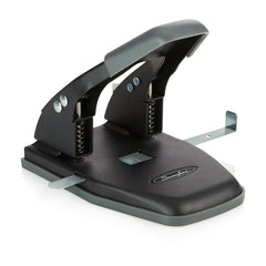 Swingline front view showing black metal body and two-hole punch benefit
