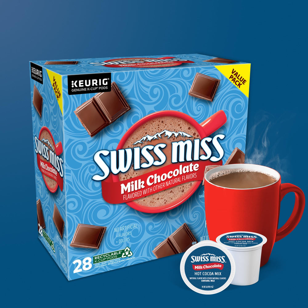 Parent and child sharing Swiss Miss hot cocoa during a cozy morning moment