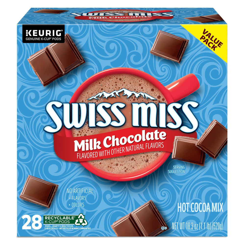Hand holding Swiss Miss K-Cup to show scale and easy handling