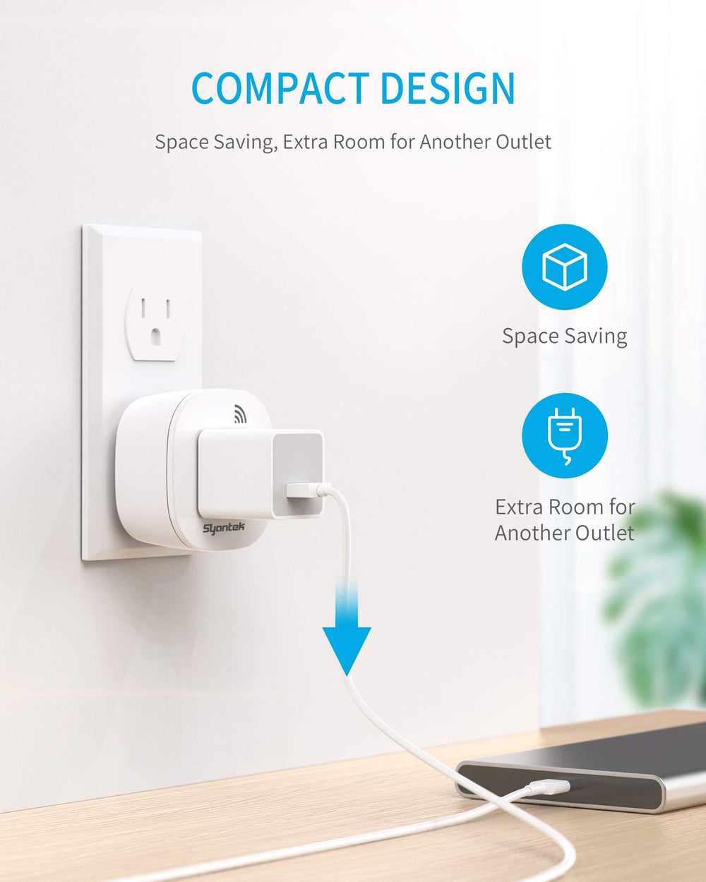 Syantek receiver pairing button detail for easy setup and customizable groups benefit