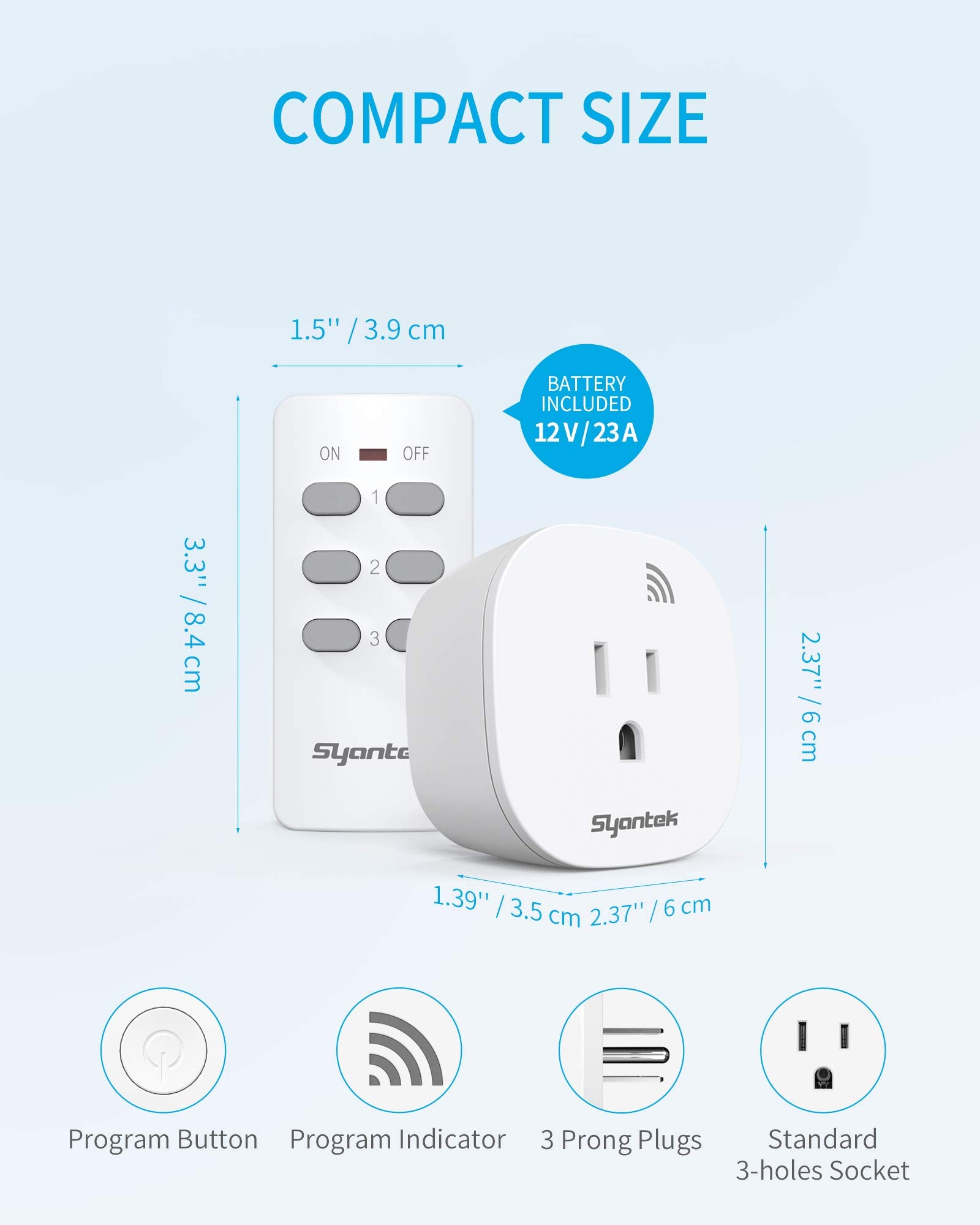 Syantek receiver beside smartphone showing compact scale and space savings