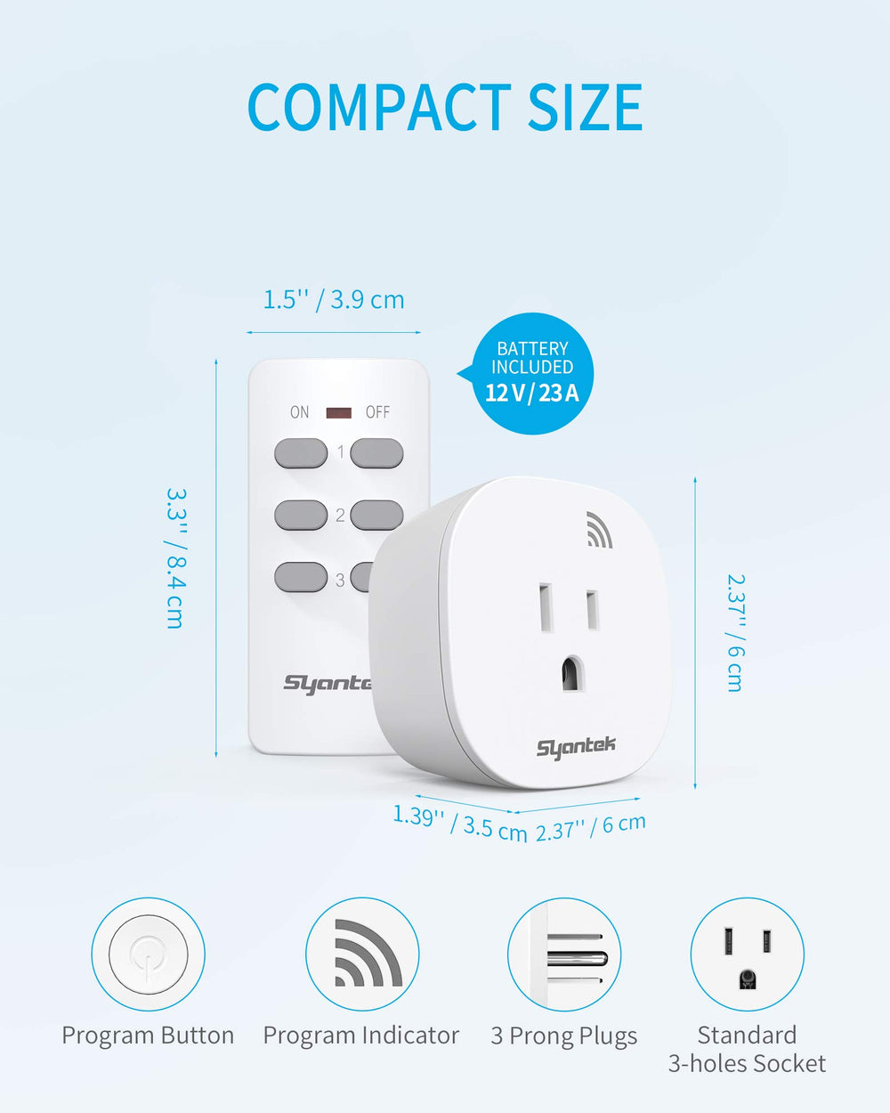 Syantek receiver beside smartphone showing compact scale and space savings