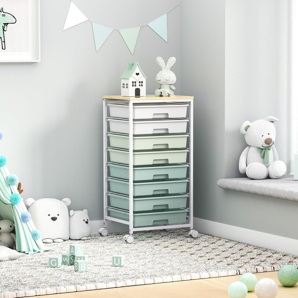SYKIARIOL drawers pulled out showing storage capacity and organization benefit