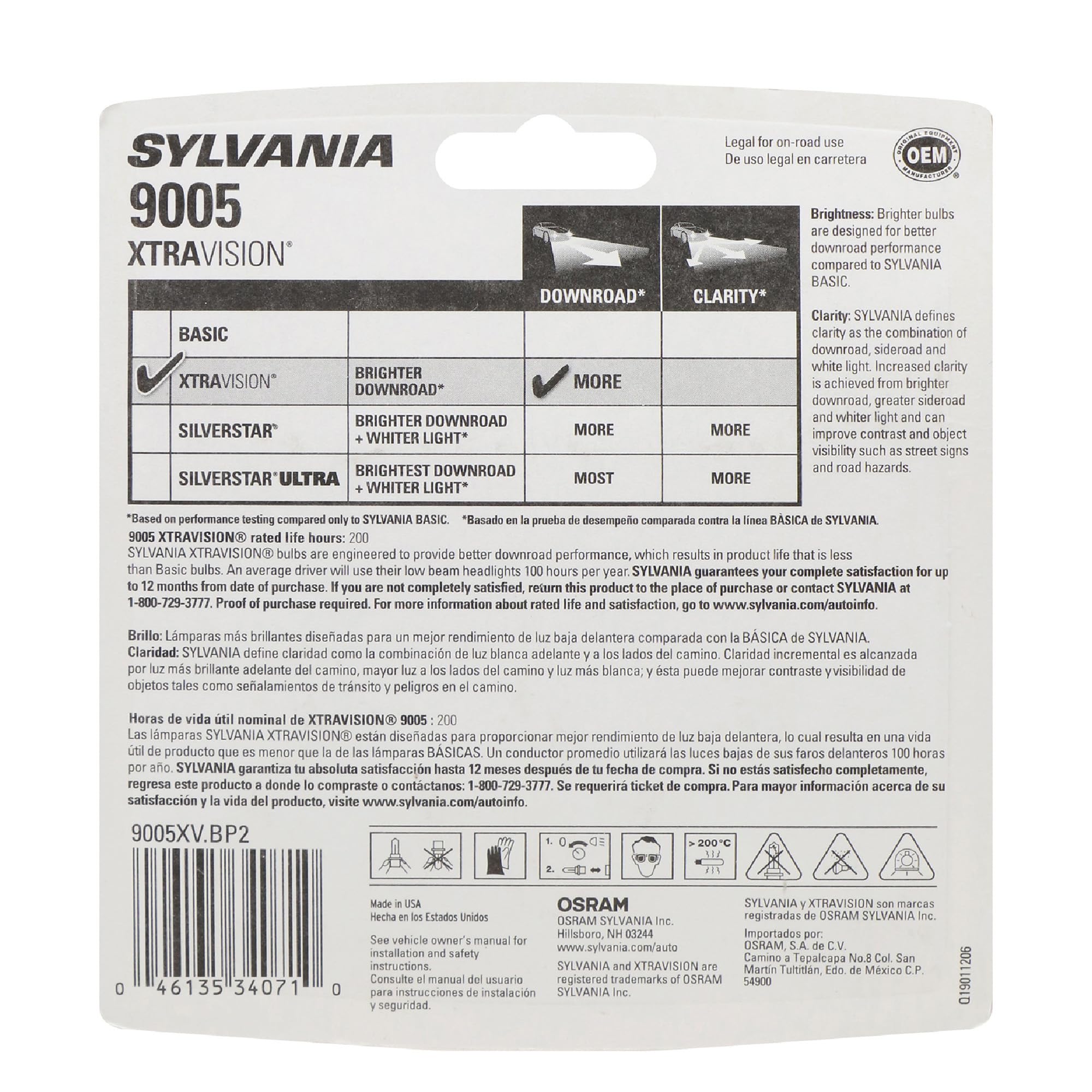 SYLVANIA 9005 close-up of filament and glass highlighting robust construction benefit