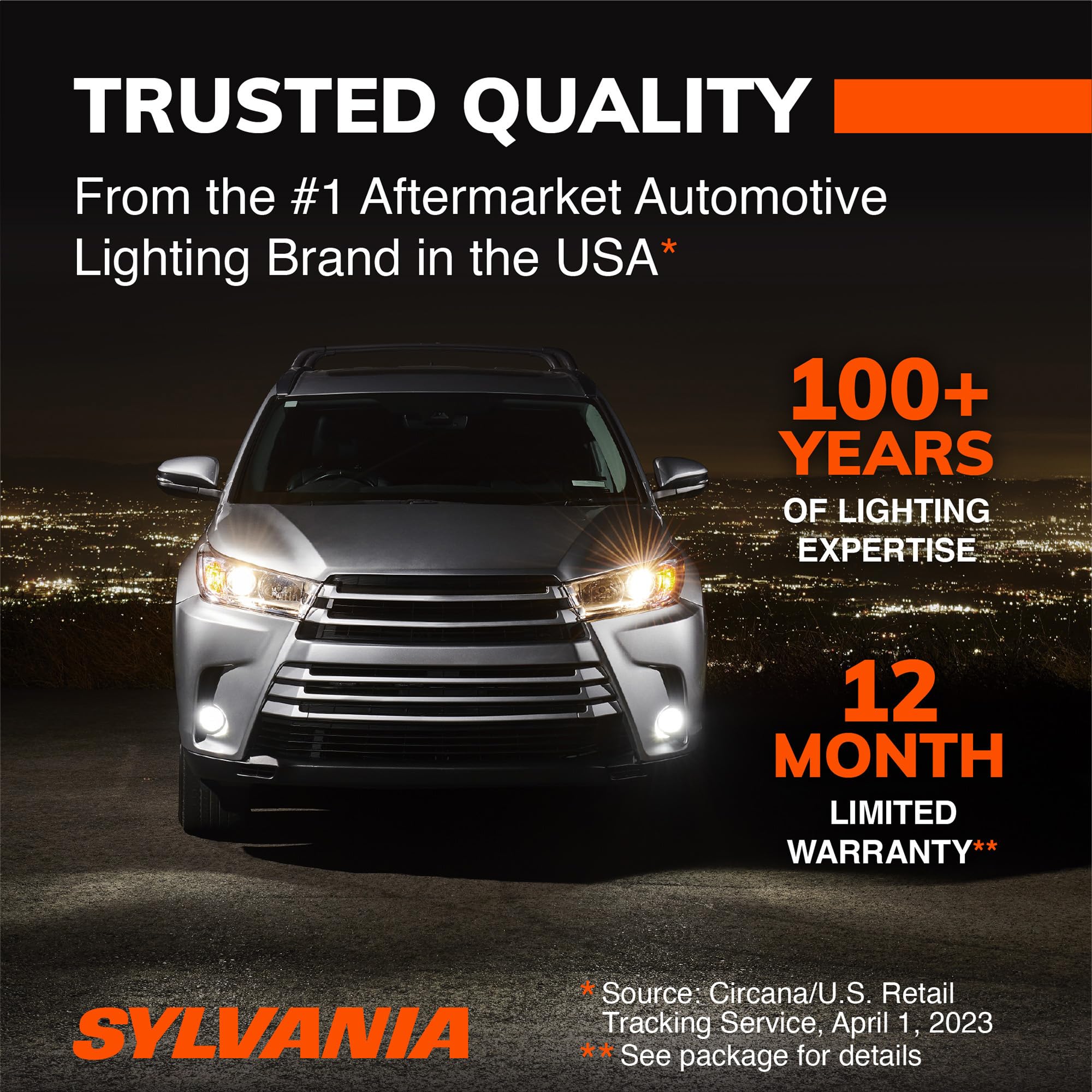 SYLVANIA 9005 in a car at night showing safer highway visibility while driving