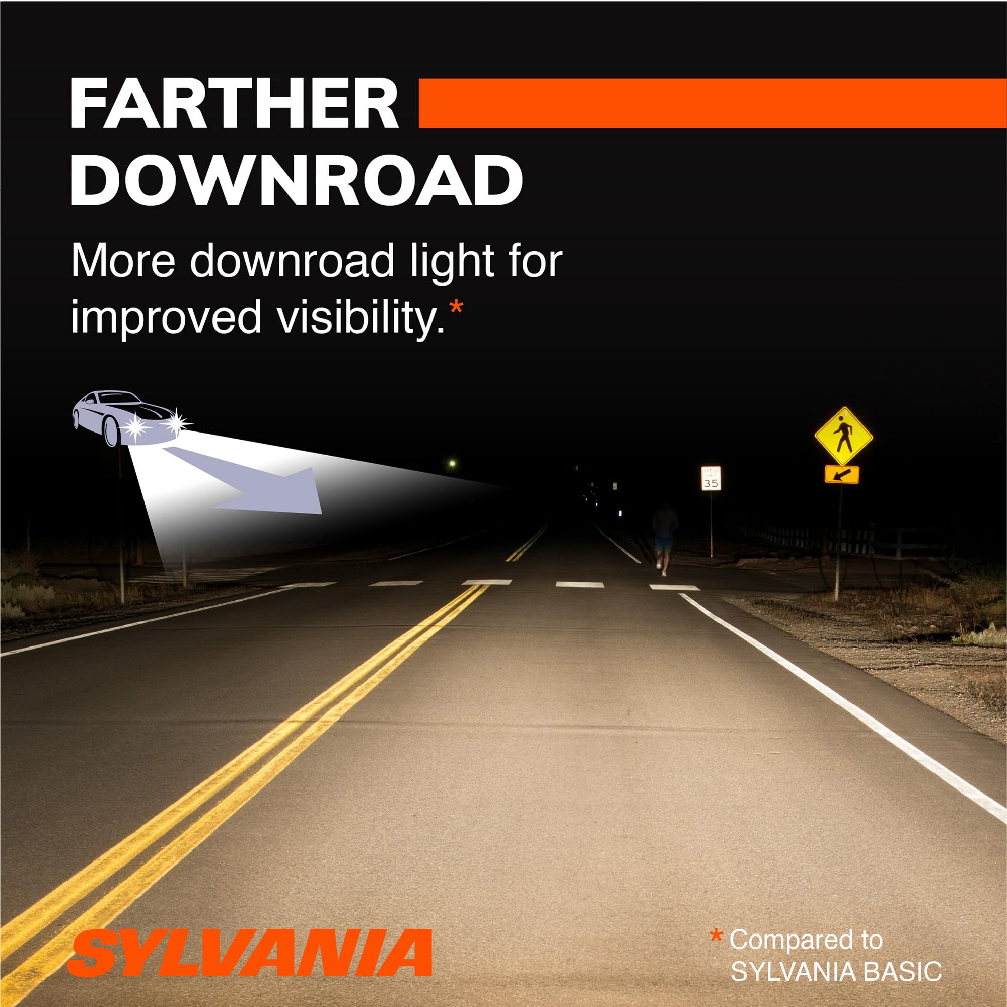 SYLVANIA 9007 packaging label and specs displaying fitment details and part number