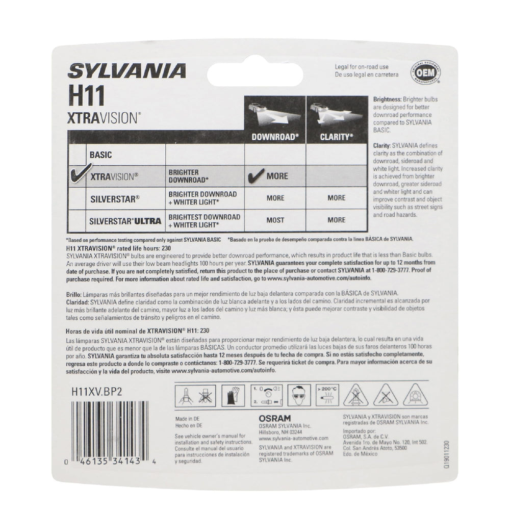 SYLVANIA H11 filament close-up highlighting robust construction for consistent brightness