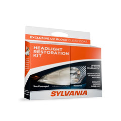 SYLVANIA close-up of polishing compound restoring lens clarity for improved light