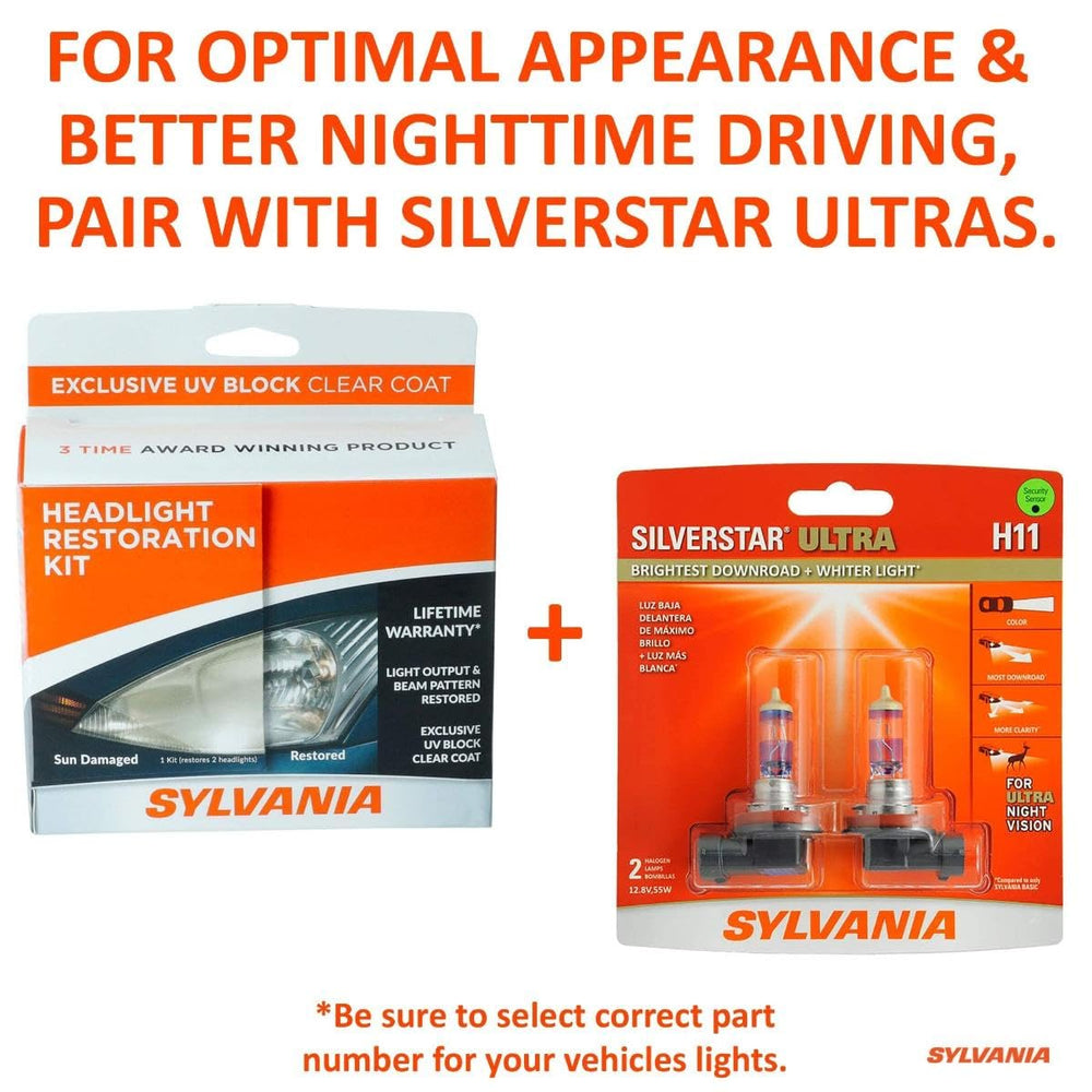 SYLVANIA clear headlight beam at night demonstrating improved nighttime visibility