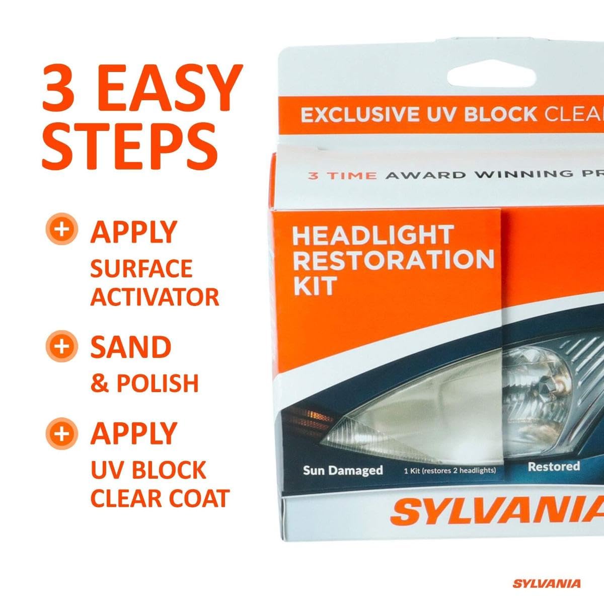 SYLVANIA applying UV block clear coat with brush to protect headlights from re-yellowing