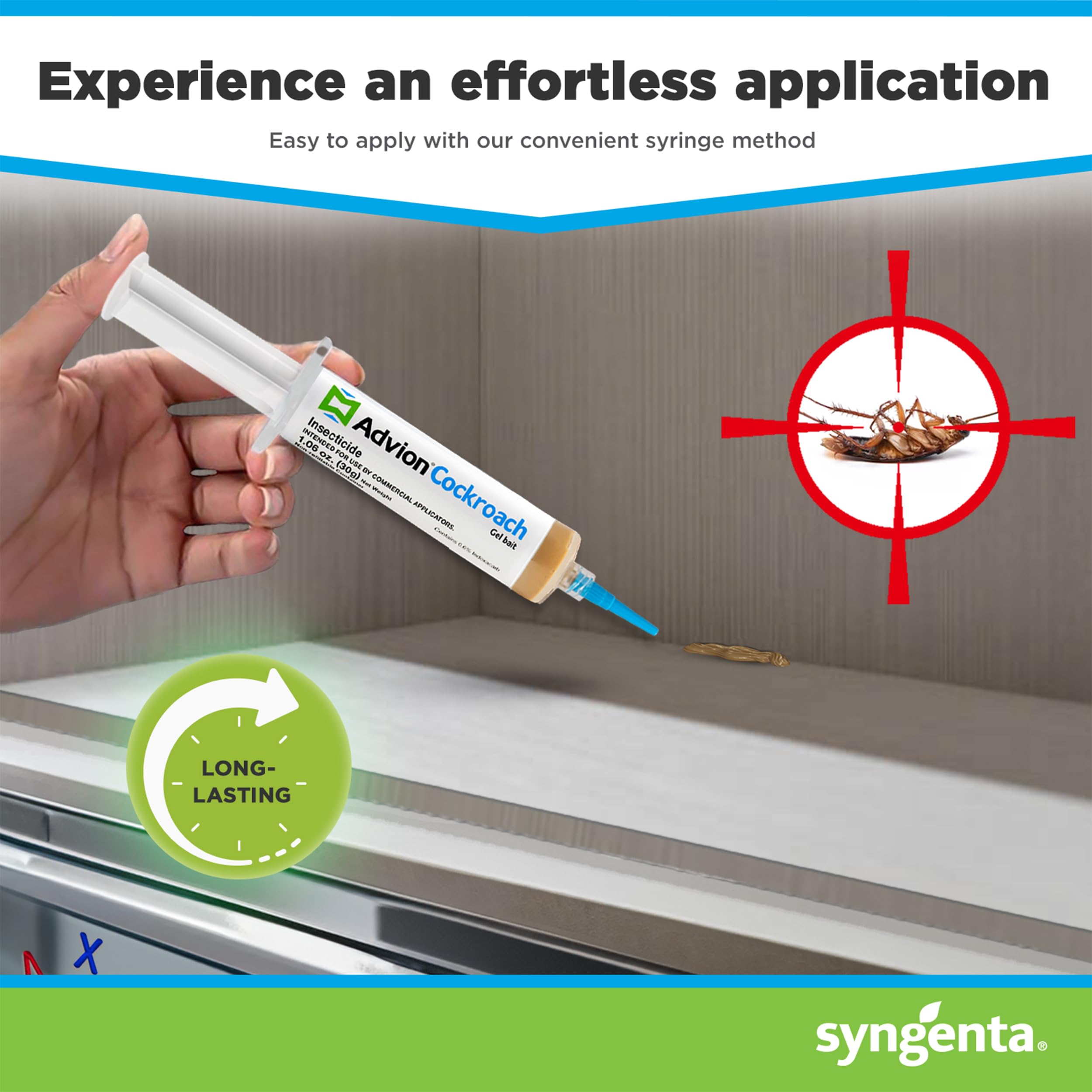 Syngenta Advion tubes beside a ruler showing scale and easy storage
