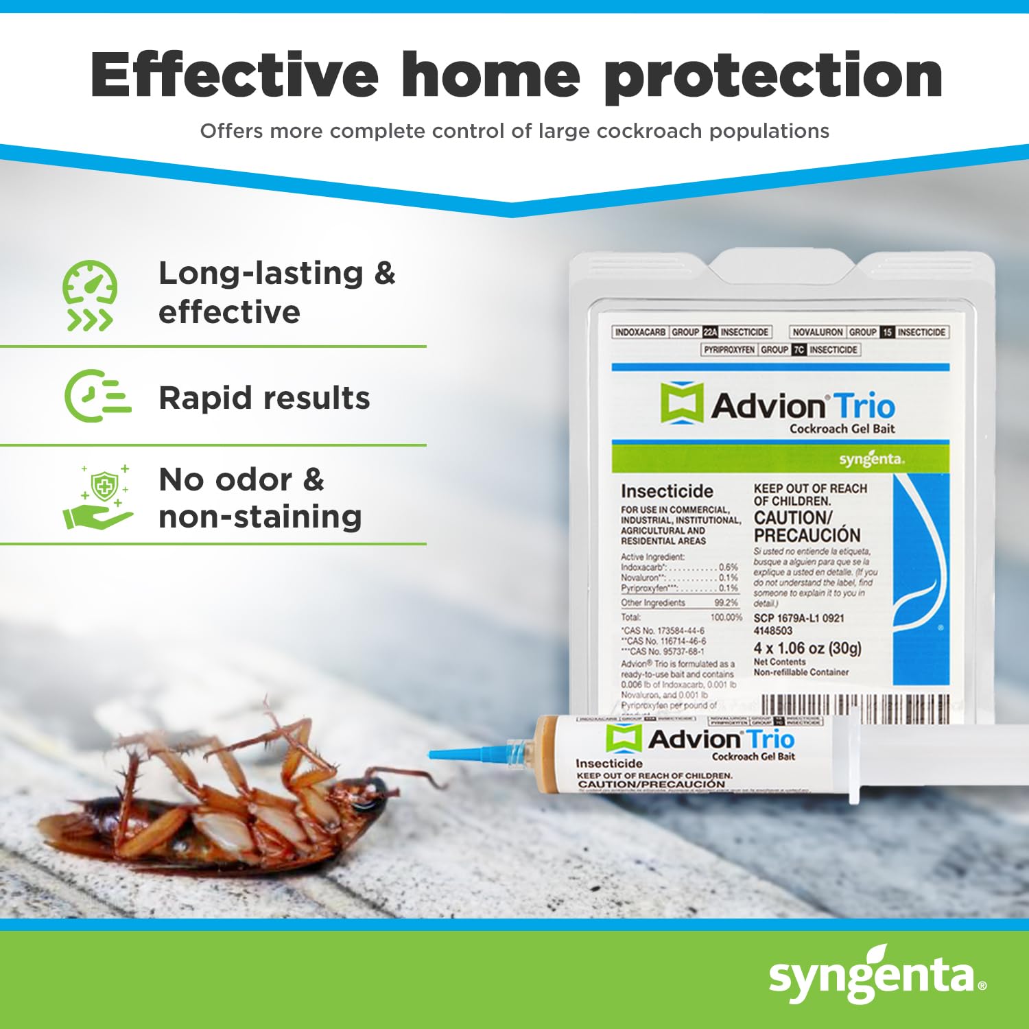 Syngenta Advion Trio gel close-up showing texture and palatability for roaches