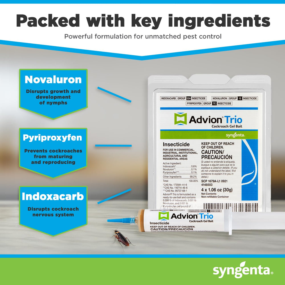 Syngenta Advion Trio four tubes with plunger and two tips for precise application
