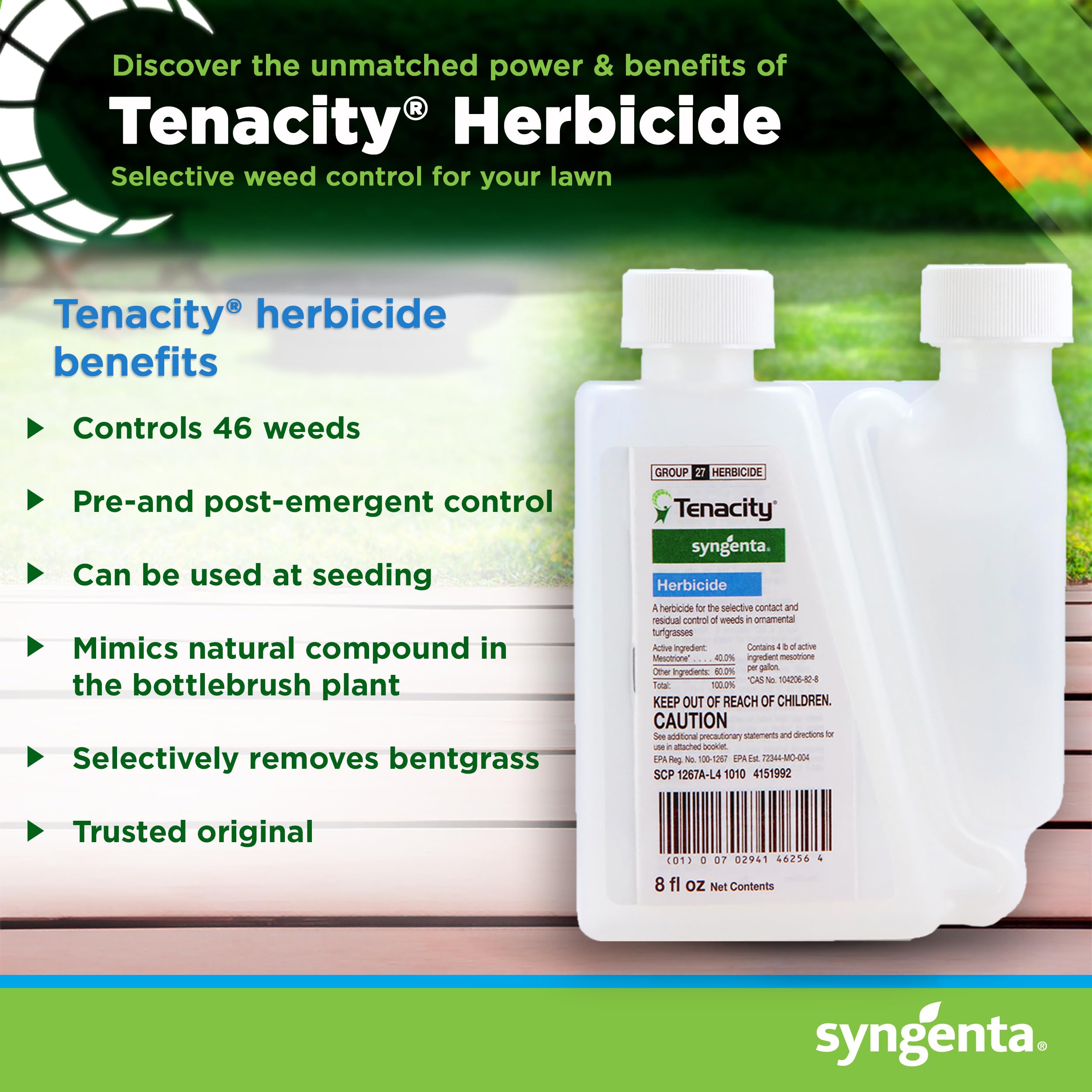 Syngenta Tenacity back label with directions and safety information