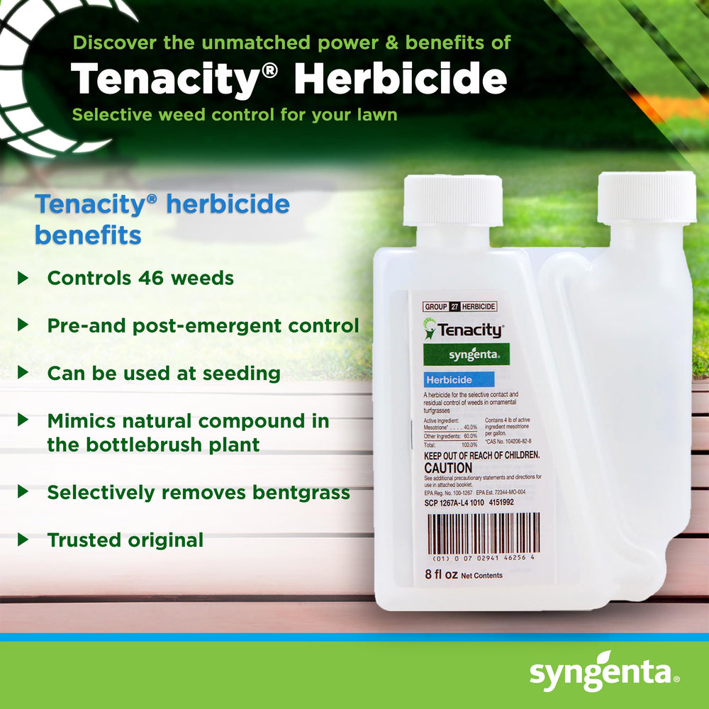 Syngenta Tenacity back label with directions and safety information