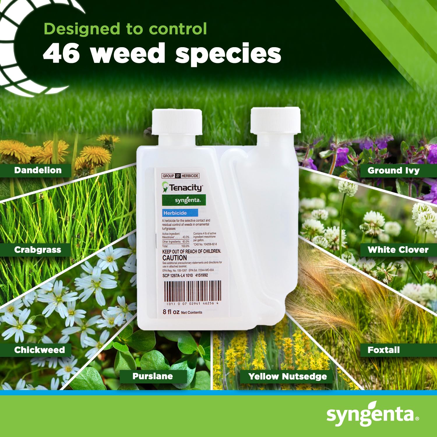 Syngenta Tenacity bottle close-up of cap and pour spout for precise mixing