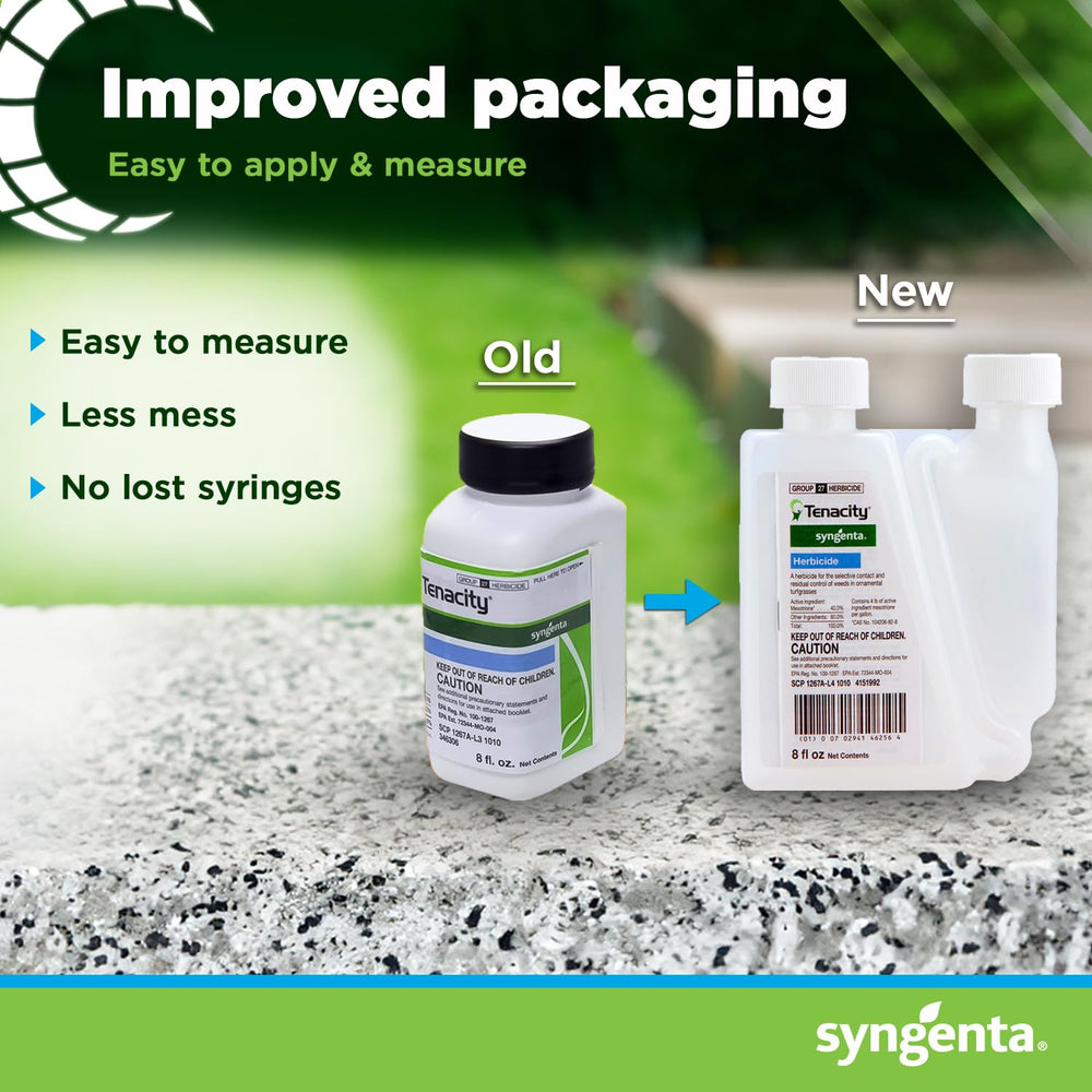 Syngenta Tenacity packaging variations arranged to show possible label designs