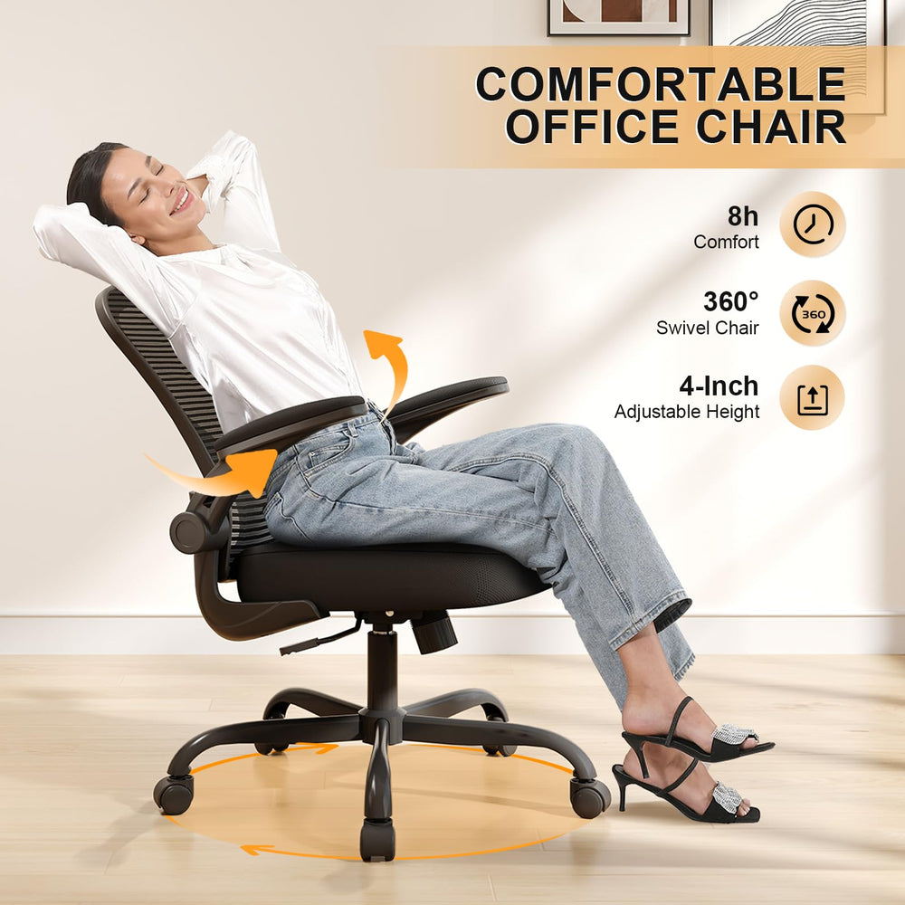 Synorla size comparison image showing chair dimensions and user scale fit
