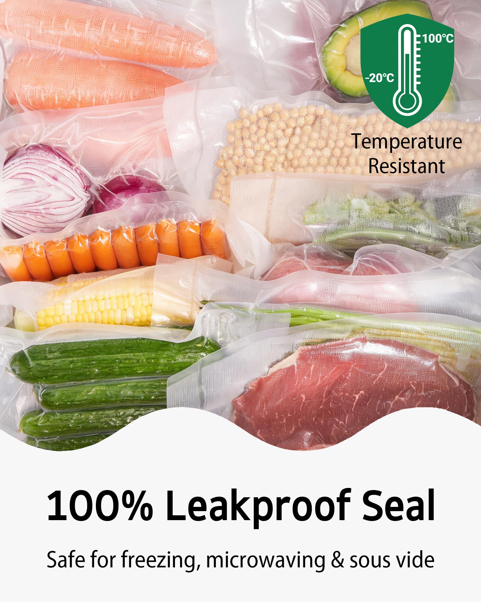 Syntus kitchen freezer with labeled sealed bags showcasing longer freshness and neat storage