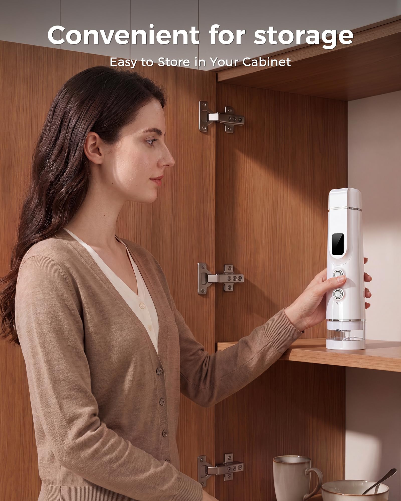 Synvox held in hand for scale showing cordless portability benefit