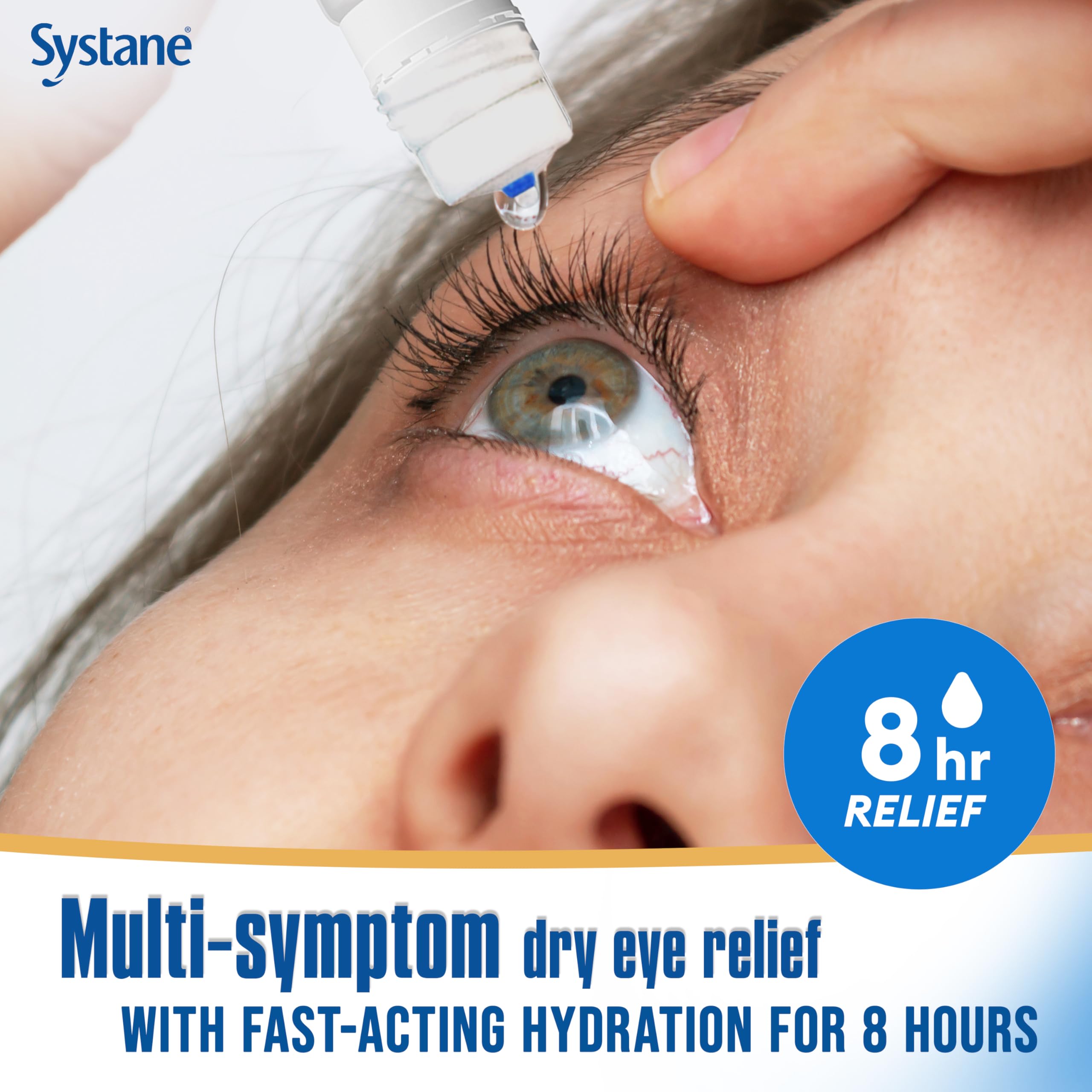 Systane COMPLETE bottle close-up of nozzle highlighting precise, mess-free dosing
