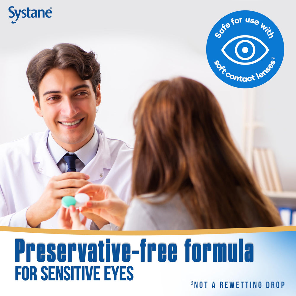 Systane COMPLETE being applied to eye showing easy, hygienic multi-dose use