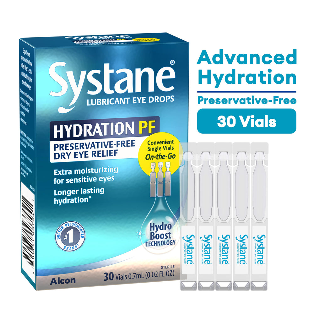 Systane single unit-dose vial top view for sterile, on-the-go application