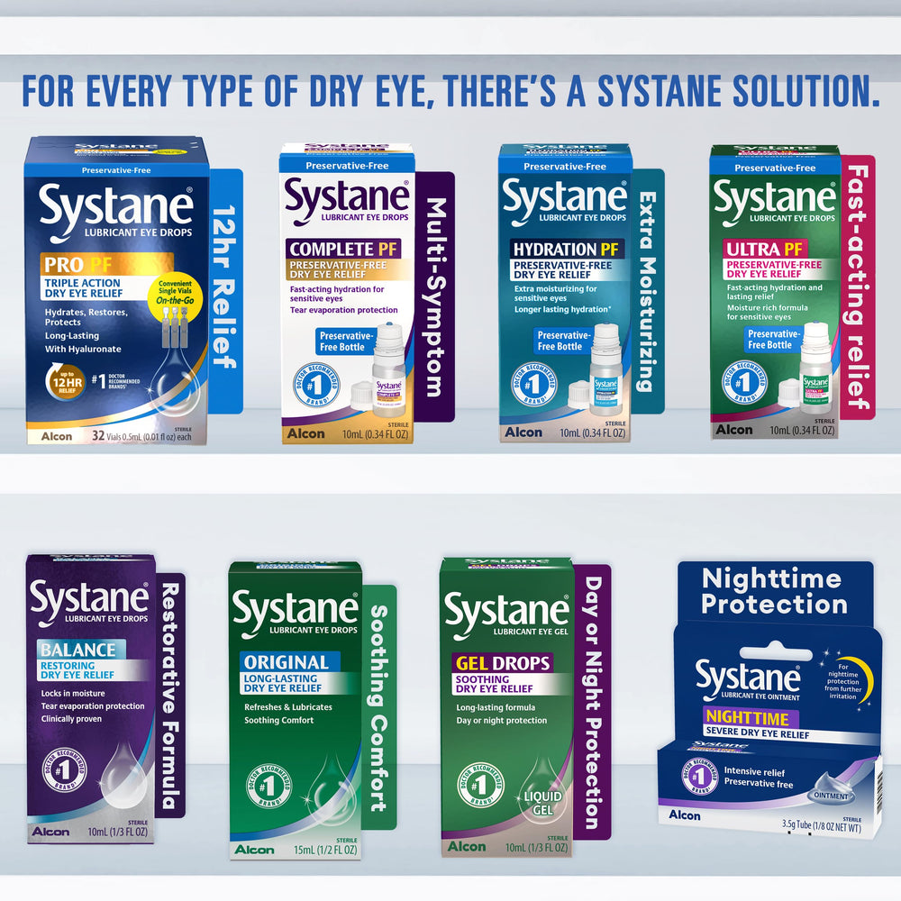 Systane PRO drop about to be applied to eye demonstrating gentle lubrication benefit