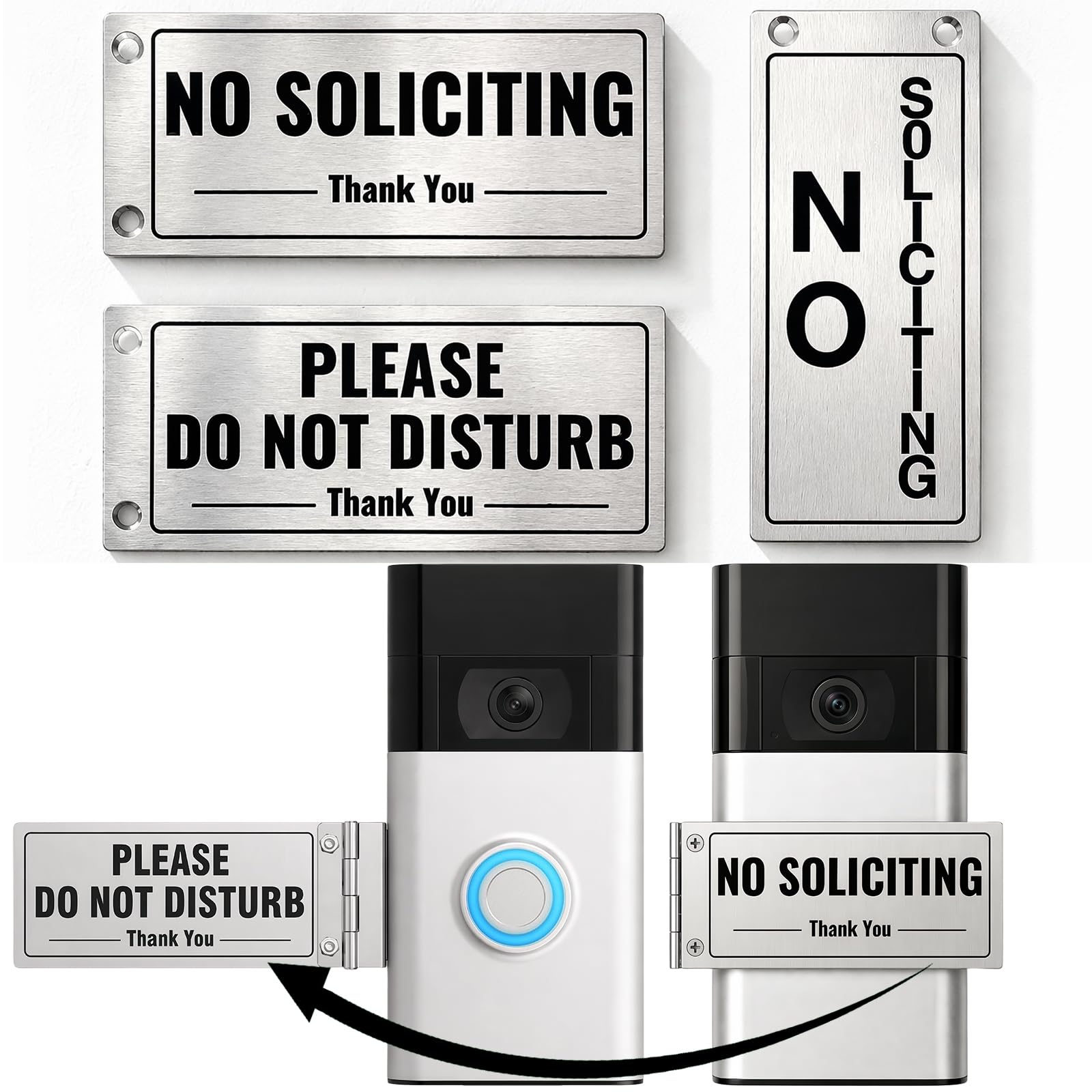 SZTGR front view metal doorbell cover showing neat curb appeal and clear message