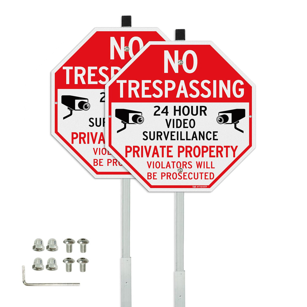 T&R front face sign showing bold No Trespassing message and clear deterrent
