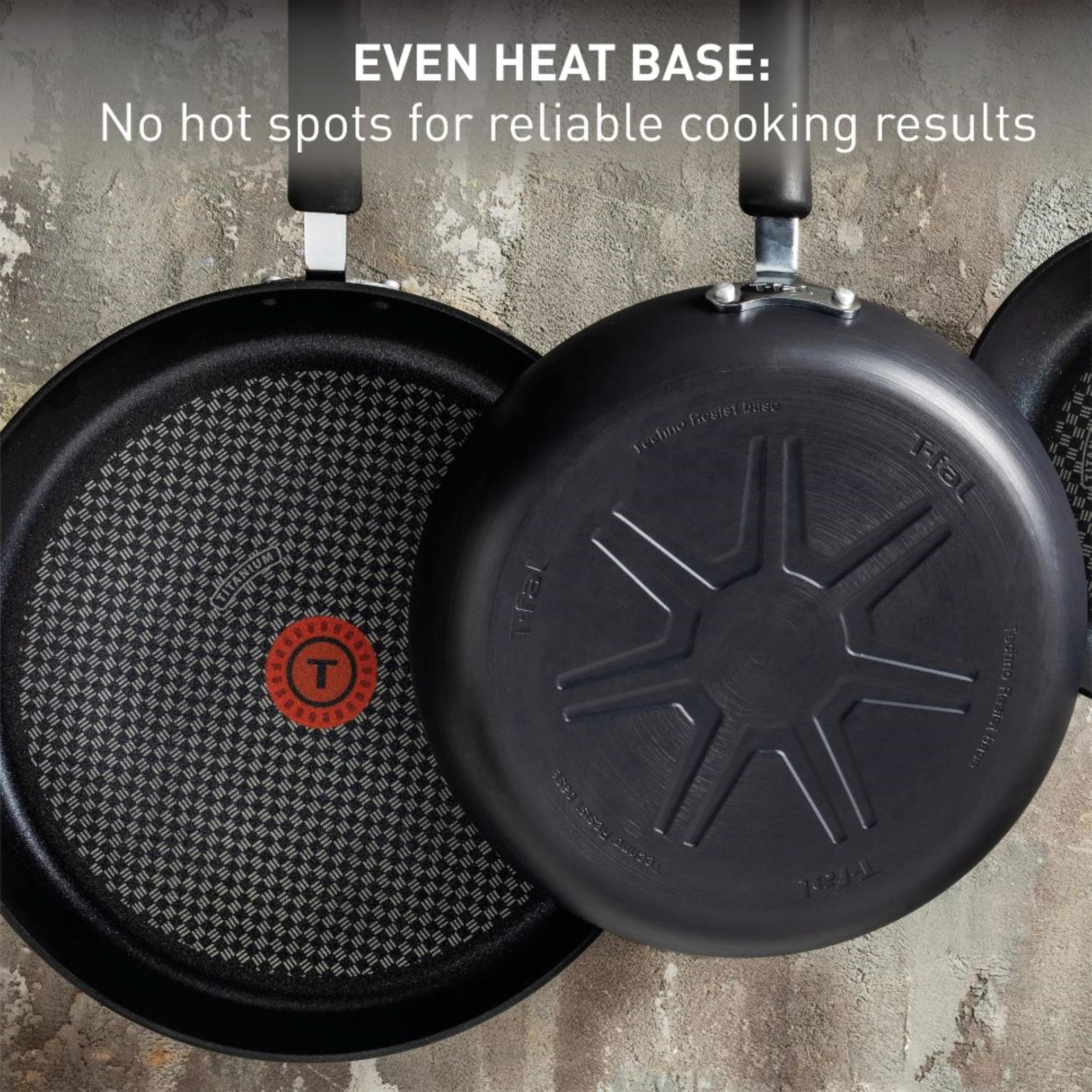 T-Fal skillet in oven showing oven-safe use up to 400°F for finishing dishes