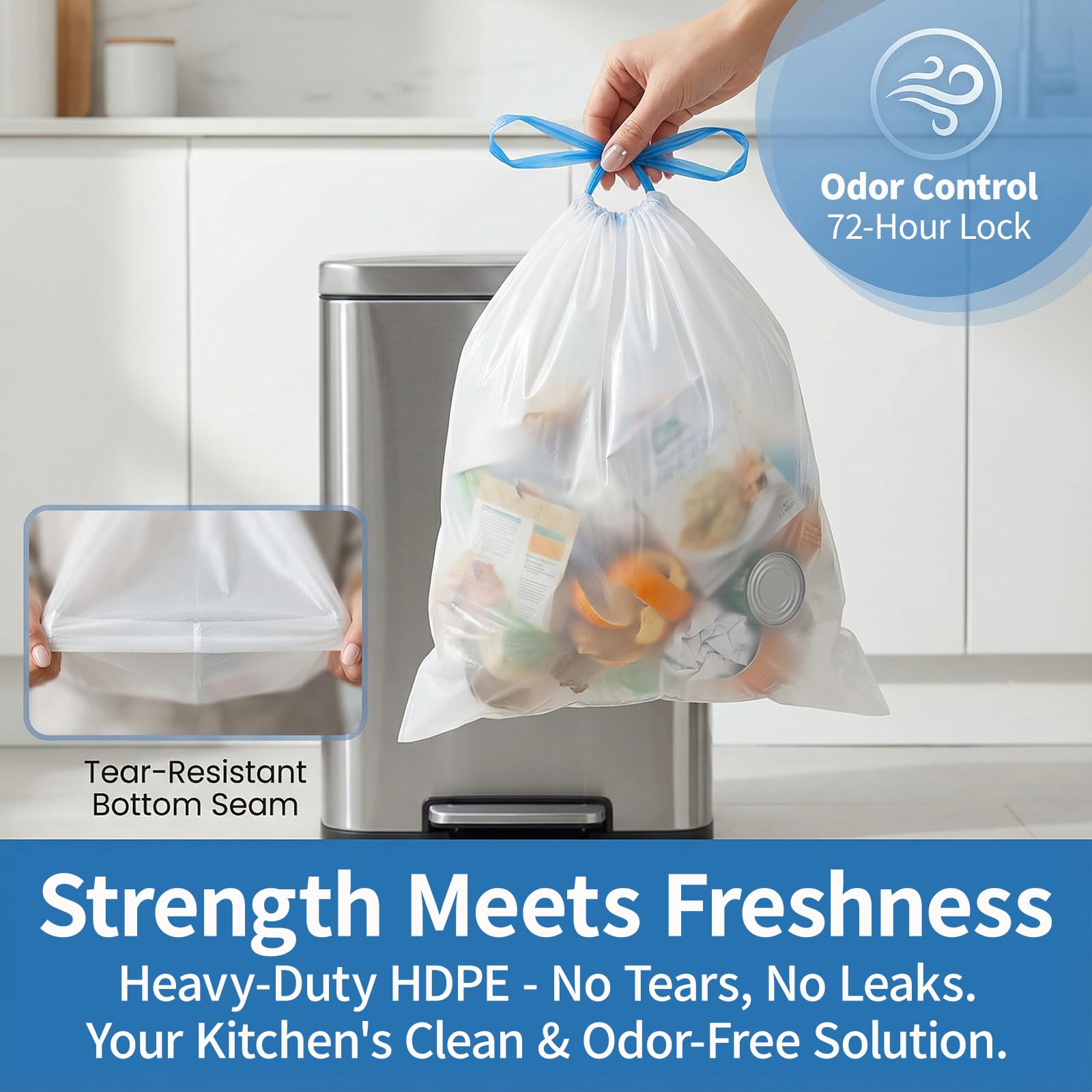 T.FORING roll of 20 bags demonstrating compact storage and easy dispensing