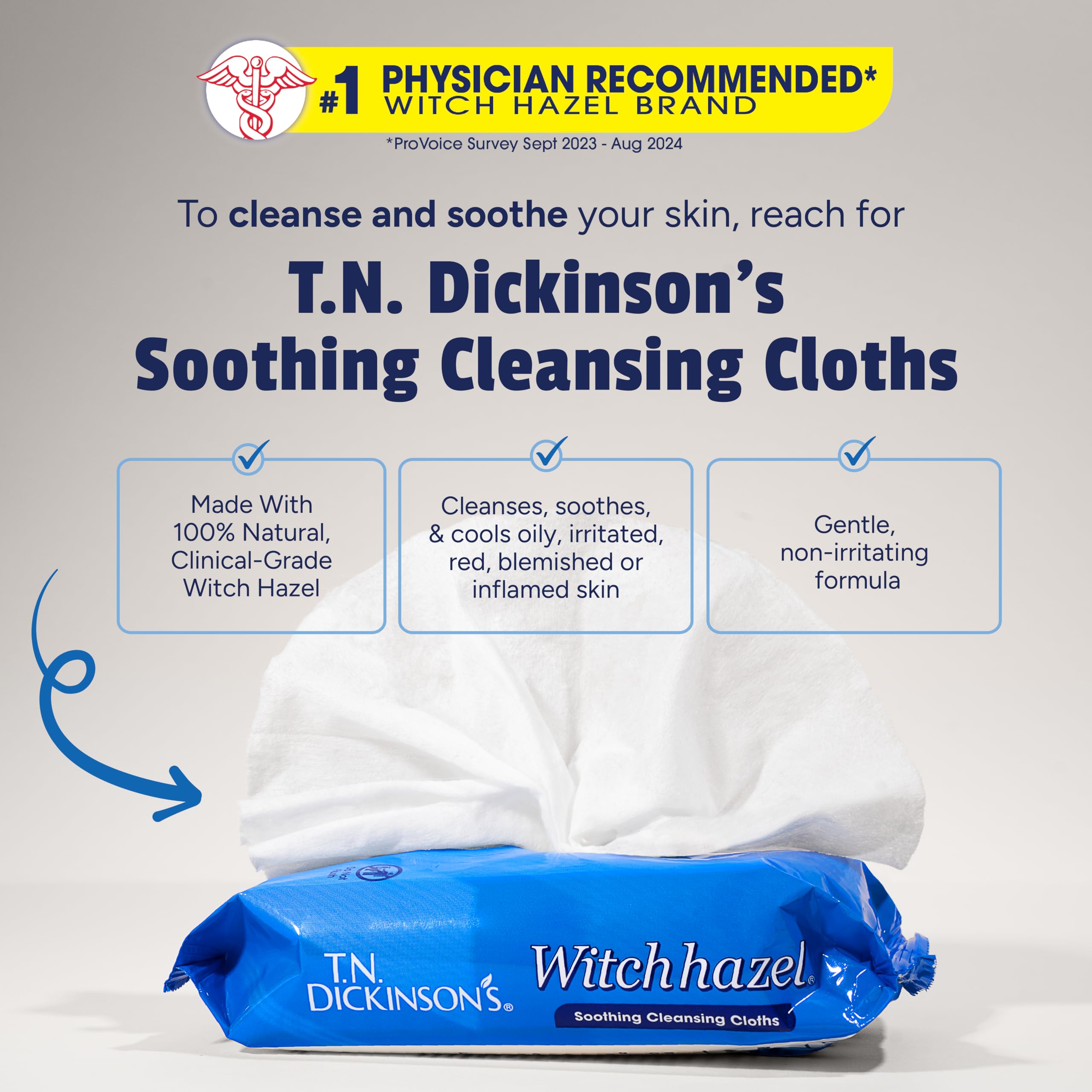T.N. Dickinson's wipe in hand demonstrating easy on-the-go refresh and portability