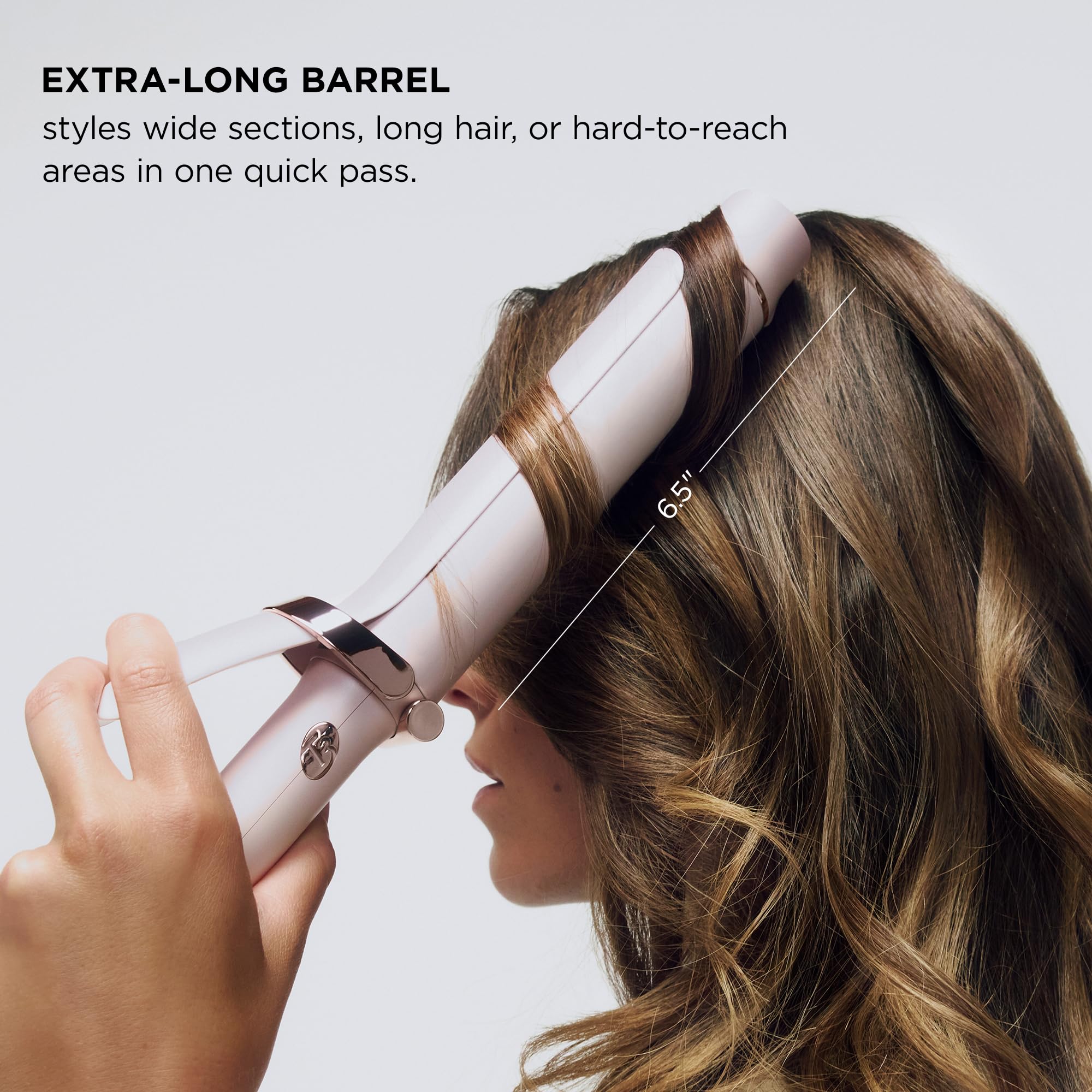 T3 barrel close-up highlighting CeraGloss ceramic for even heat and glossy curls
