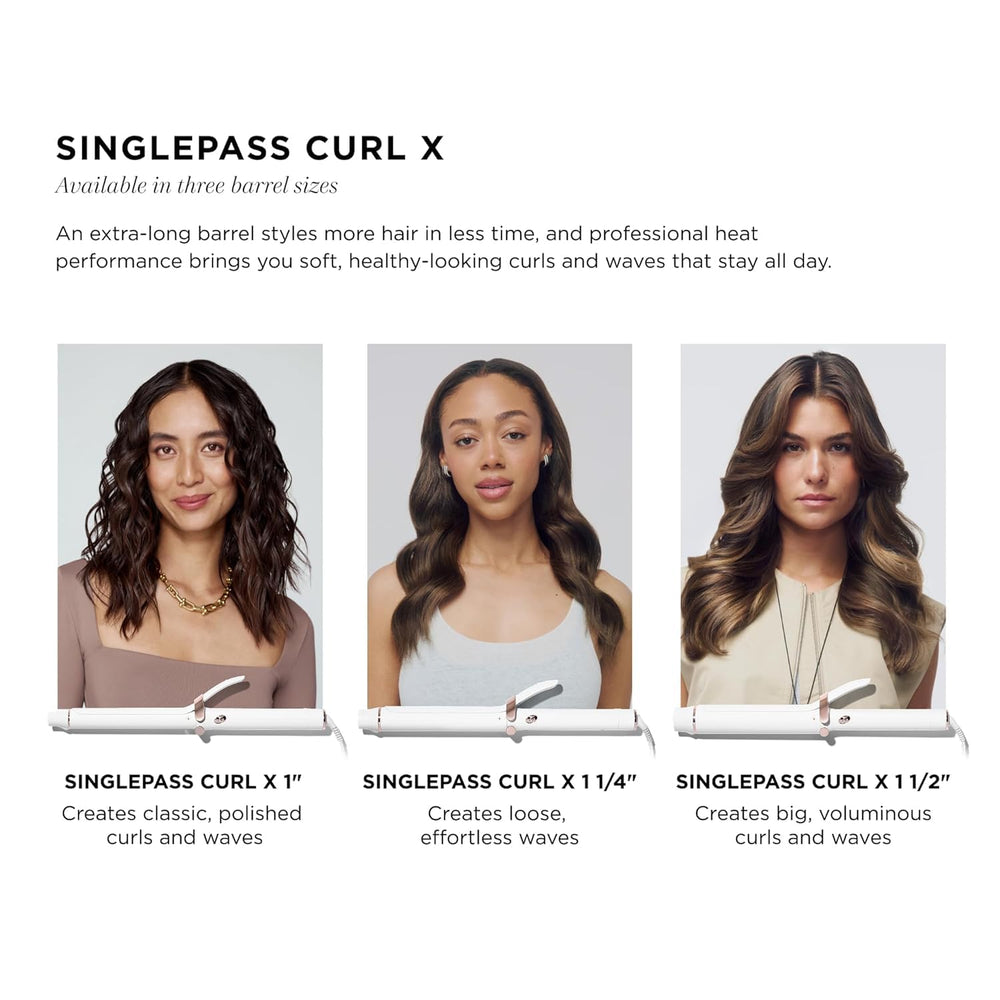 T3 in use on long hair producing one-pass curls for faster routines and less heat