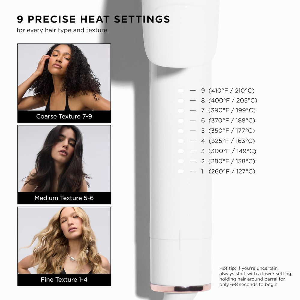 T3 temperature dial close-up showing nine heat settings for precise styling control